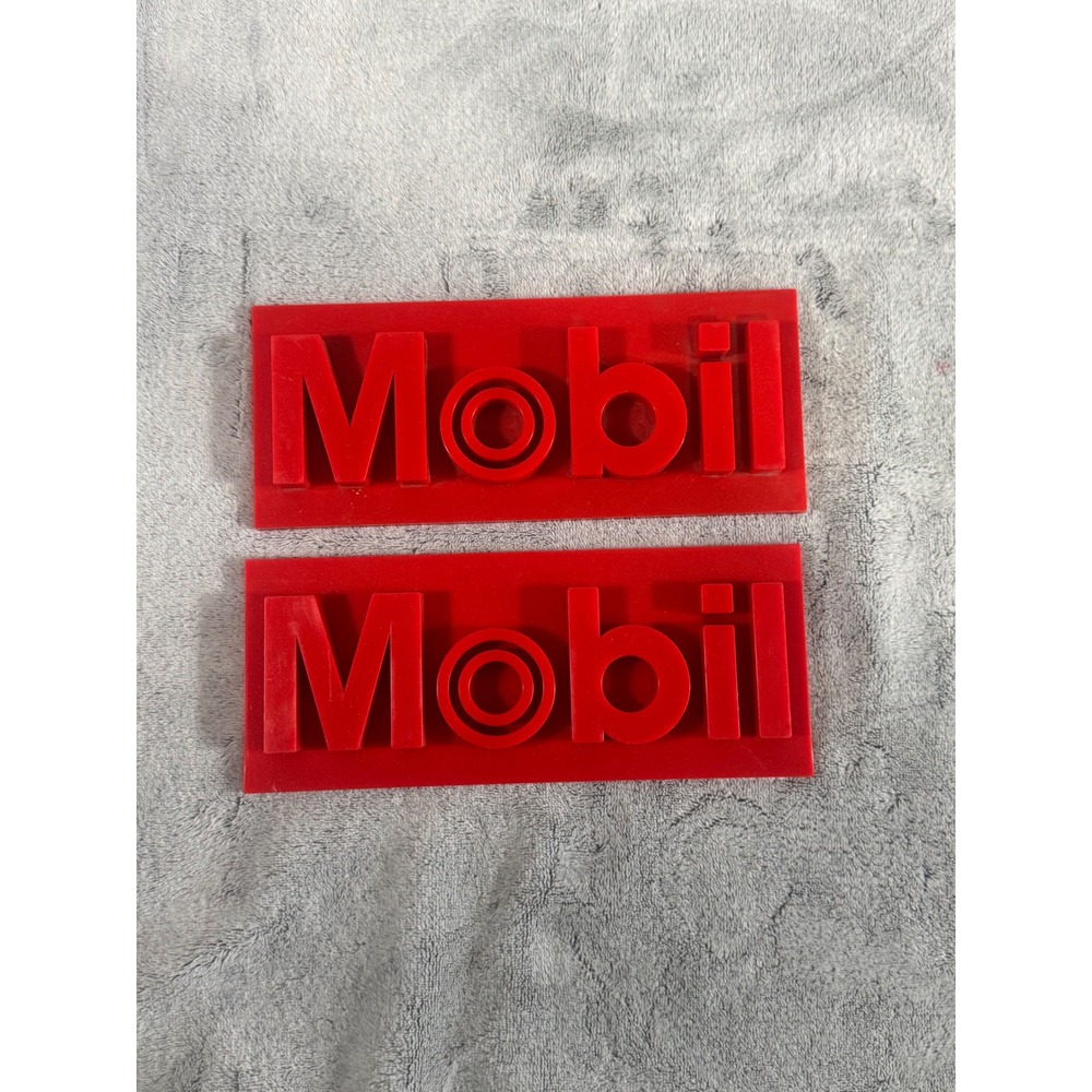 2 Vintage 3D Mobil Gas Pump Plate Replacements. Exxon Mobil‎ American Gas & oil